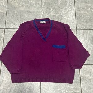 Vintage 80s GAP Clothing Co Cropped V-Neck Knit Sweater Women’s M